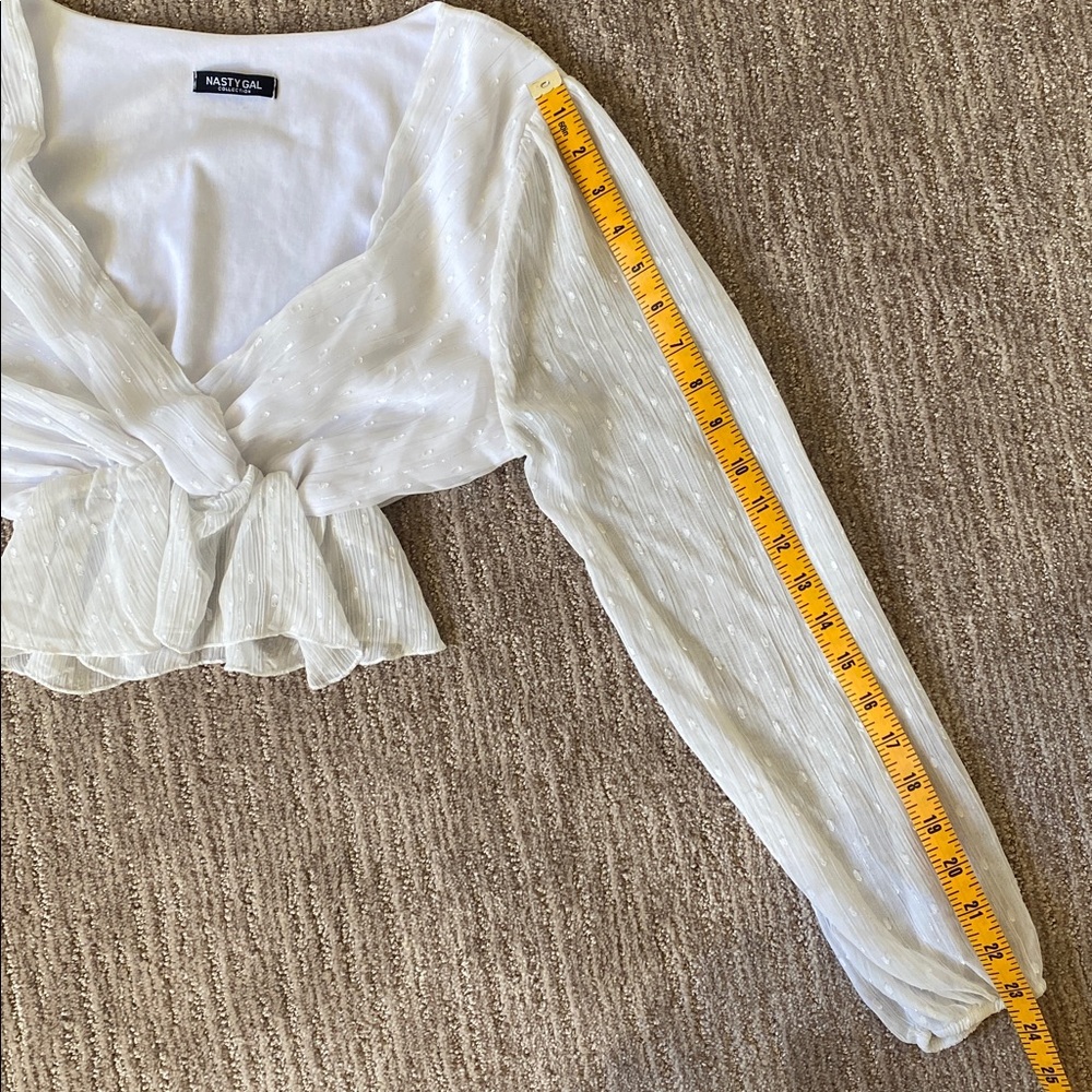 Nasty Gal White Sheer Cropped Blouse - Picture 12 of 12